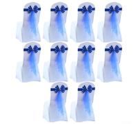 10Pcs Chair Sashes with Elastic Bowknot and Buckle for Wedding Party Hotel Banquet Event Decorations Suitable for Various Chair Backrests (Blue)