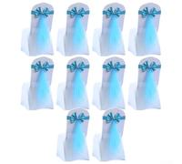 10Pcs Chair Sashes with Elastic Bowknot and Buckle for Wedding Party Hotel Banquet Event Decorations Suitable for Various Chair Backrests (Light blue)