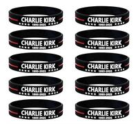 10Pcs Charlie Kirk A True Patriot Silicone Wristbands - USA Freedom Justice Hero Rubber Bracelets, Inspirational Pray Shooting Awareness Merch Bracelets for Men (10Pcs)