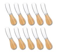 10Pcs Cheese Spreader Knives, Mini Butter Knife with Wooden Handle, Stainless Steel Set