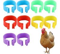 10PCS Chicken Coop Accessories Plastic Chicken Leg Rings 16mm 5 Colors Poultry Leg Rings Identification Bands Reusable Plastic Foot Rings for Chicken Clip on Leg Rings for Chicken Small Large Fowl