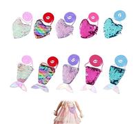 10pcs Children's Coin Purse, Crossbody Bag with Strap, Mermaid Tail Sequins Zipper Wallet Pouch for Kids Little Girls, Glittering Bag Sequin Wallet Party Supplies (5 Farben x 2 Style)