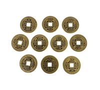 10PCS Chinese Coins Brass Luck Coins I Ching for Success Wealth Good Fortune Divination Decor 1.1inch Width 0.086inch Thickness