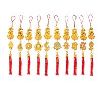 10Pcs Chinese New Year Snake Hanging Ornament for Bonsai and Tree Decor | Traditional Chinese Style, Golden Cotton Thread and Plastic Design, Festive Spring Festival Accent for Potted Plants