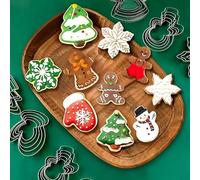 10pcs Christmas Biscuit Cutters Set, Christmas Cookie Cutter Christmas Tree Reindeer Snowman Gingerbread Man Santa Cookie Cutters for Baking
