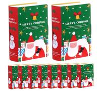 10PCS Christmas Boxes Cute Book Shaped Christmas Cookie Boxes 7x5x2 Inch Candy Bags for Party Favors Paper Treat for Cookies Gift-Giving, Style 2| Bags