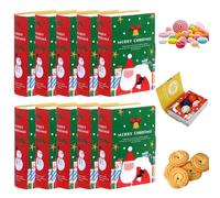 10PCS Christmas Boxes Cute Book Shaped Christmas Cookie Boxes 7x5x2 Inch Candy Bags for Party Favors Paper Treat for Cookies Gift-Giving, Style 2, Xmas décor