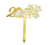10pcs Christmas Cake Toppers 2024 New Year Pick Golden Acrylic Birthday Snowflake Decorations Supplies Cake For Girls