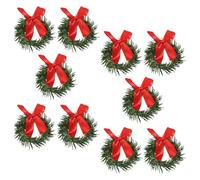 10pcs Christmas Candle Ring Artificial Pine Needle Wreaths Season | Iron PVC Cloth Construction, Ring Design, Elegant Traditional Styling, Suitable for Pillar Candles, Living Rooms and DIY