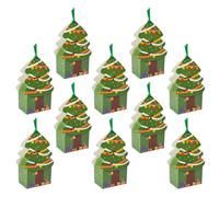10pcs Christmas Candy Box Storage Box with Ribbon for Small Gifts | Paper Gift Packaging, Printed Traditional Christmas Patterns, Ready Party Favors for Teachers, Parents, Bakery