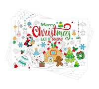 10pcs Christmas Coloring Place Mats for Kids, Paper Christmas Theme Placemats Christmas Snowman Table Placemats Funny Christmas Placemats for Home Table Supply(Christmas Theme Style)