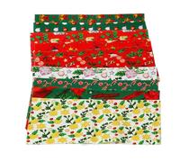 10PCS Christmas Fat Quarters Bundle, Quilting Cotton Fabric Squares 50x50cm (19.7x19.7in), Assorted Holiday Prints for Sewing, Crafting, Quilts & DIY Holiday Decor