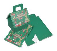10pcs Christmas Gingerbread House Candy Box Paper Gift with Handles | House Shaped European Style , for Cookies Chocolate Treats and Holiday Party Favors, Easy Carrying