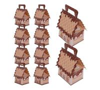 10pcs Christmas Gingerbread House Paper Cookie Box Ornament Storage | Portable Brown House Shape, for Candies and Treats, Charming Holiday Decoration for Christmas Gatherings