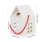 10Pcs Christmas House Shape Candy Boxes Gift Wrapping Box for Xmas Party Decoration Cookie Packaging Supplies New Year Kids Gifts(White)