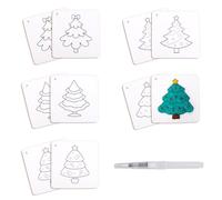 10pcs Christmas Magic Foam Texture Paper, 3.94x3.94in Christmas Tree Pattern Foam Blank Painting Coloring Puffy Texture Paper for Handmade Craft Supply