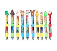 10Pcs Christmas Multicolor Pen 4-Color-in-1 Writing Pen Retractable Multicolor Drift Sand Ballpoint for Writing Creative Art Ballpoint