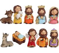 10pcs Christmas Nativity Scene Set - Manger Nativity Set Holy Family Decors, Mini Christ Jesus Figurines, Virgin Mary Statue Ornaments for Home Desktop