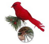 10PCS Christmas Red Bird Ornaments with Pine Branches, Glitter Red Cardinal Birds Hanging Decorations, Festive Tree Ornaments for Christmas Tree Holiday Home Party Decor