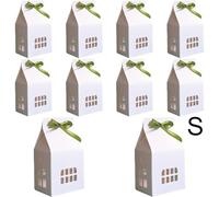 10pcs Christmas Small House-Shaped Gift Box Christmas Biscuit Box Candy Packaging Paper Chocolate