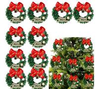 10pcs Christmas Wreath Christmas Decoration Wreath for Door，With Five-pointed Star/Bell/Red Bow/Vine Christmas Tree Holiday Party Wall Fireplace Wedding Home Garden Decor Winter (10)