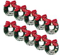 10pcs Christmas Wreath Dollhouse Accessories Cabinet Mini House Garlands Christmas Tree Ornament Holiday Supplies Table Decorations Hanging Wreath Cloth Cupboard Front Door