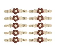 10Pcs Cinch Clip, Vintage Cardigan Clip Jacket Waist Duckbill Shape Buckle Holder for Suspender Shawl (Brown Flower
