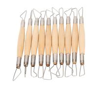 10pcs Clay Carving Tools, Double Ended Pottery Carving Tools Set, Stainless Steel Sculpting Modeling Tools with Wooden Handles for Clay Wax Ceramic Pumpkin Carving