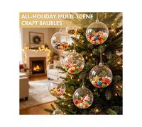 10Pcs Clear Fillable Plastic Ornament Balls DIY Christmas Holiday Decor Spheres 80mm/3.15in