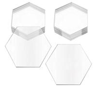10Pcs Clear Hexagon Acrylic Cards Hexagonal Transparent Acrylic Message Board DIY Blank Hexagon Acrylic Name Place Cards for Wedding Dinner Party Banquet Food Sign DIY Decoration