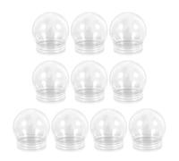10Pcs Clear Plastic DIY Fillable Empty Snow Globe Balls for Christmas Crafts, Transparent Shatterproof Globes with Screw off Cap for Holiday Decorations