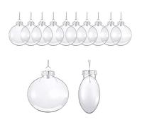 10Pcs Clear Plastic Fillable Baubles, Clear Flat Disc Fillable Balls, Fillable Craft Shatterproof Christmas Tree Ball Ornaments for Craft Activities, Party Decoration, Weddings Decor (6)
