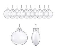 10Pcs Clear Plastic Fillable Baubles, Clear Flat Disc Fillable Balls, Fillable Craft Shatterproof Christmas Tree Ball Ornaments for Craft Activities, Party Decoration, Weddings Decor (10cm)