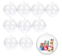 10pcs Clear Plastic Ornaments, Fillable Balls 3.15Inch/80mm Clear Plastic Fillable Balls for DIY Crafts, Christmas Tree Decor, Wedding Party, Xmas Holiday Home Decoration