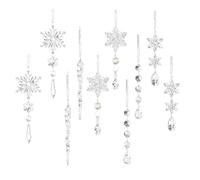 10Pcs Clear Plastic Snowflake Icicle Ornaments Hanging Christmas Tree Decor