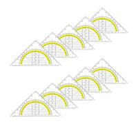 10Pcs Clear Set Square with 180 Degrees Protractors Geometry Drafting Angles Measuring Tool for Architectural Drawing Engineering Ruler with Angles Guide