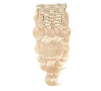10Pcs Clip in Extensions Real Human Hair, Blonde Body Wave Clip in Extensions, Brazilian Remy Hairs for Women Quick to Wear(14 inch,160g/Set)