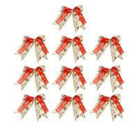 10pcs cloth Christmas bows for tree decoration and holiday event embellishments, suitable for retail spaces and home use (A)