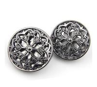 10PCS Clothes Button - Fashion Hollow Flower Metal Shank Round Shaped Metal Button Set Sewing Button (25mm Black)