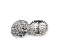 10PCS Clothes Button - Retro Hollow Sewing Button Shank Round Shaped Metal Button Set for Men Women Blazer, Coat, Uniform, Shirt, Suit and Jacket (Silver, 20mm)