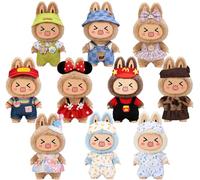 10PCS Clothes for LABUBU 6.7inch (17cm) Doll, Stylish Handmade Outfits & Accessories Set for Labubu Macaron & Have a Seat Series, Trendy Dress Up Kit for Collectors (No Doll) (Trendy Daily OOTD)