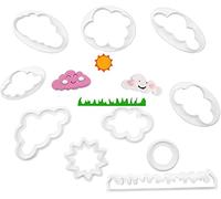 10Pcs Cloud Shape Fondant Cutter, Plastic Cloud Cookie Cake Cutter, Fondant Decorating Tools for Baking Room Coffee Shop Cake Children DIY Cookware Sugarcraft