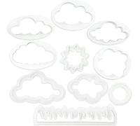 10Pcs Cloud Shape Fondant Cutter, Plastic Cloud Cookie Cake Cutter, Fondant Decorating Tools for Baking Room Coffee Shop Cake Children DIY Cookware Sugarcraft