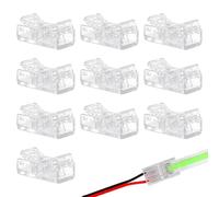 10PCS COB LED Strip Connectors 8mm 2 Pin, Solderless Quick Wire Connectors for COB LED Strip Lights, Strip to Wire LED Light Connector for Waterproof COB Strips