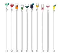 10Pcs Cocktail Drinks Tropical Drink Stirrers Acrylic Cocktail Cute Cocktail Sticks Drink Mixer Bar Stirring Mixing with Colorful Miniature Accessory