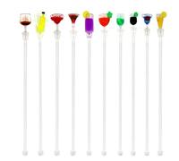 10Pcs Cocktail Drinks Tropical Drink Stirrers Acrylic Cocktail Cute Cocktail Sticks Drink Mixer Bar Stirring Mixing with Colorful Miniature Accessory