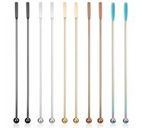10Pcs Coffee Stir Sticks, Reusable Stir Sticks for Coffee Bar, Cocktail Drink Stirrer Spoon with Small Rectangular Paddles, Stainless Steel Swizzle Stick for Cocktails