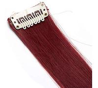 10PCS Colored Clip in Hair Extensions Straight Highlight 20 Inch, Darkest Red Rainbow Hair Extensions Party DIY Hair Accessories For Kids Girls