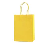 10PCS Colored Kraft Paper Bags Hand-held Paper Bags Rectangular Gift Candy Colorful Shopping Bags Party Birthday Supplies for Birthday Wedding Sweets(10PCS-Yellow)