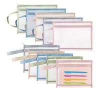 10PCS Colored Mesh Zipper Pouch Bags, 5pcs A4&5pcs A5 Double-Layer Toy Storage Bags with Zipper, Portable Puzzle Building Block Sets Toy Storage Bags for School Office Games